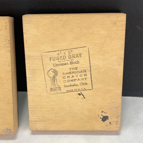Linoleum Wood Block Print Stamps Lot of 3 American Crayon Company and Other - Picture 7 of 11